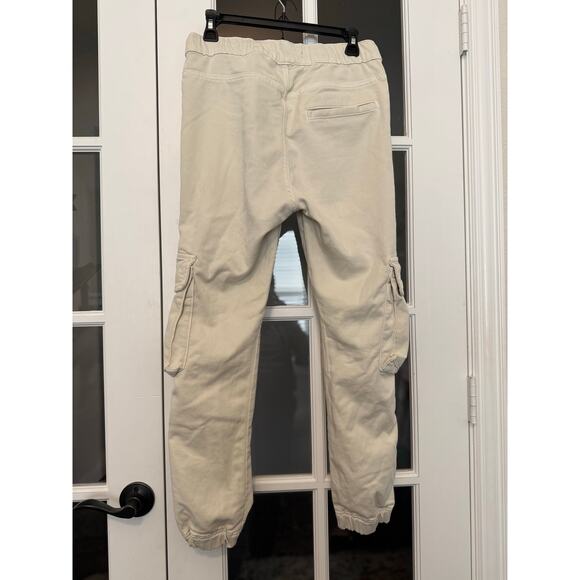 Zara Men’s front pocket cargo sweatpants joggers Ivory size small - Picture 4 of 8